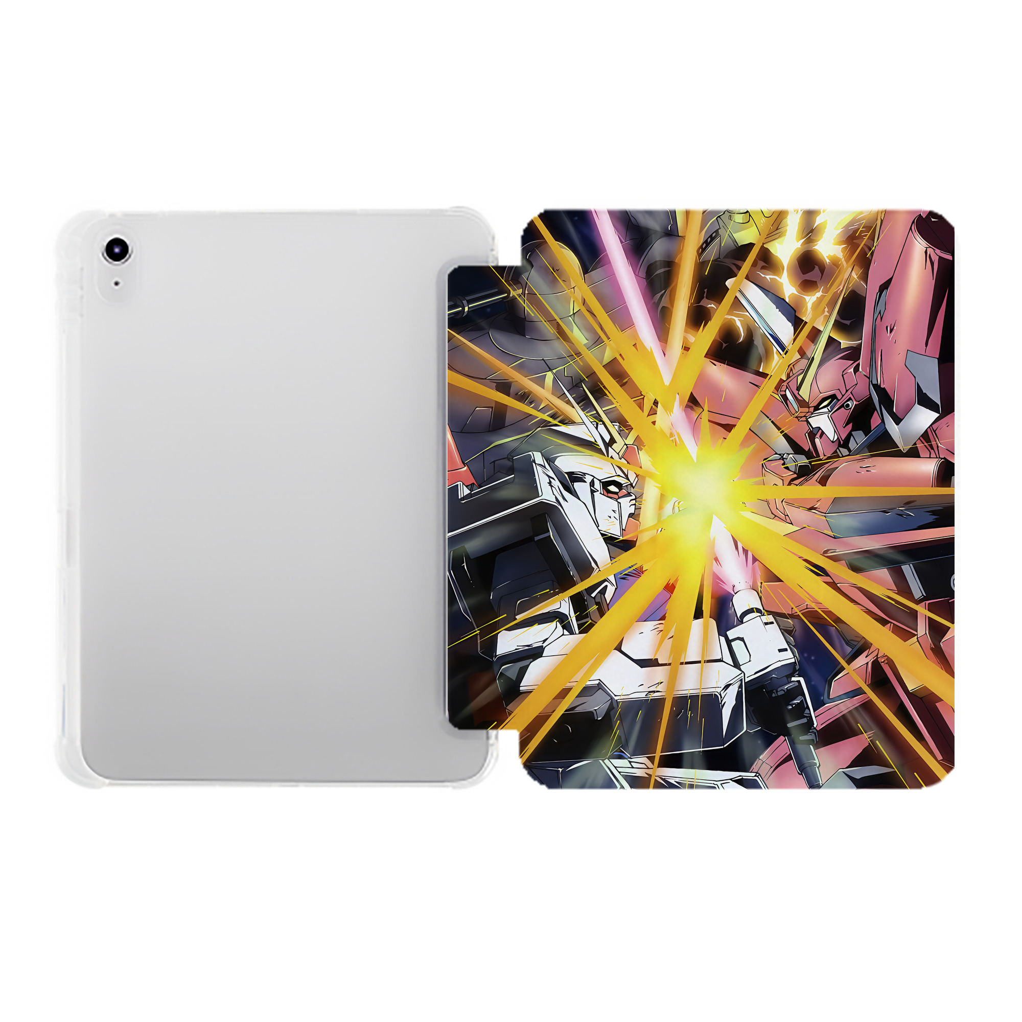 （画像用） 機動戦士ガンダム Mobile Suit Gundam IPad ケース ペン収納付き 三つ折りスタンド PUレザー×シリコン 対応機種9.5/10.5/10.9インチ